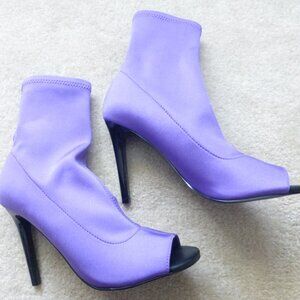 CALL IT SPRING bright purple pull-on sock mid-ankle booties